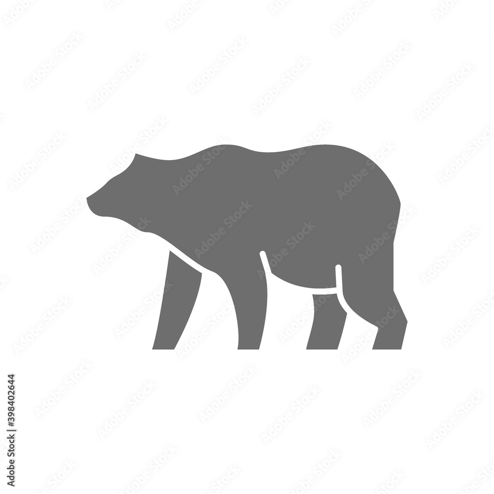 Grizzly bear grey icon. Isolated on white background Grizzly bear grey icon. Isolated on white background