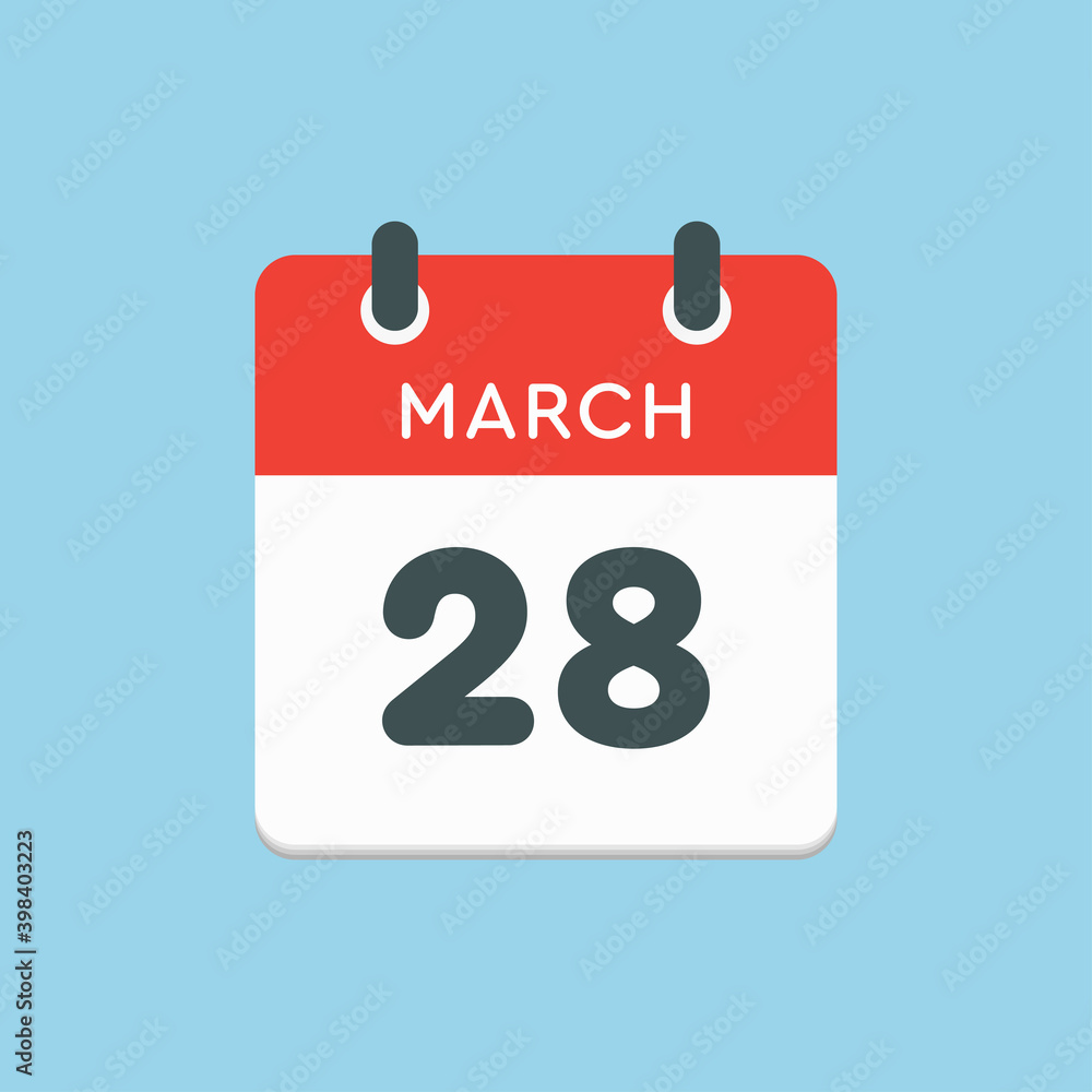 Icon day date 28 March, template calendar page Icon day date 28 March, template calendar page