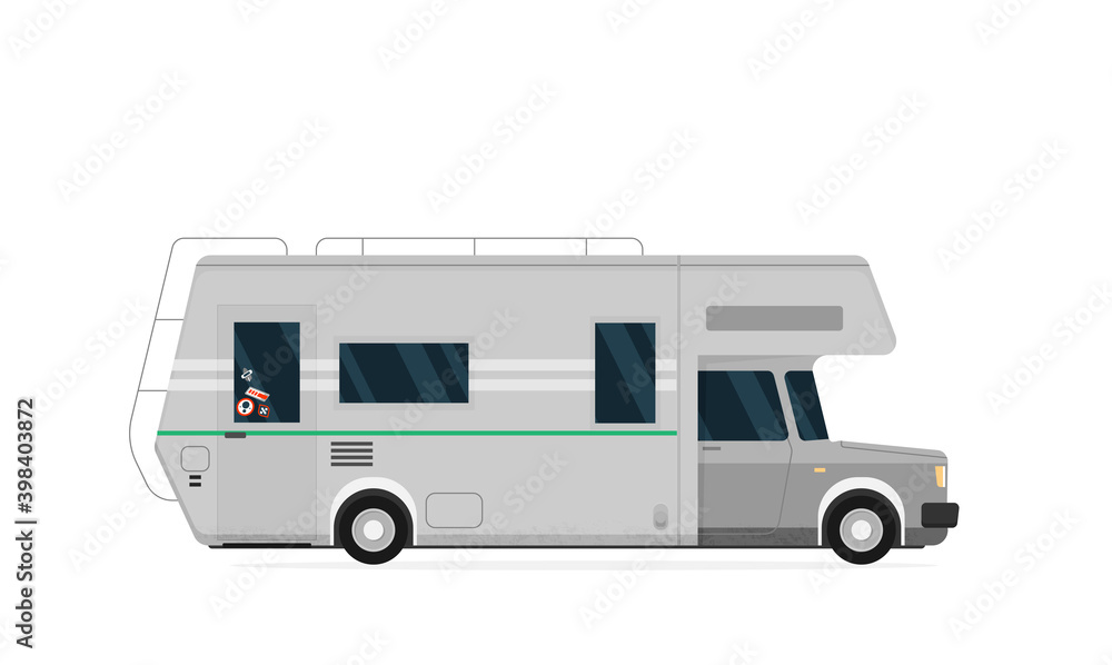 Summer holidays vector illustration,flat design beach with car and surf Summer holidays vector illustration,flat design beach with car and surf