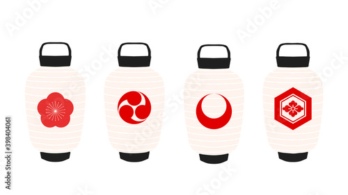 Asian lantern, Japanese lantern hand drawn illustration set