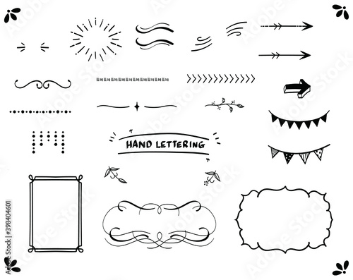 ハンドレタリング素材　飾り線・矢印・フレームセット