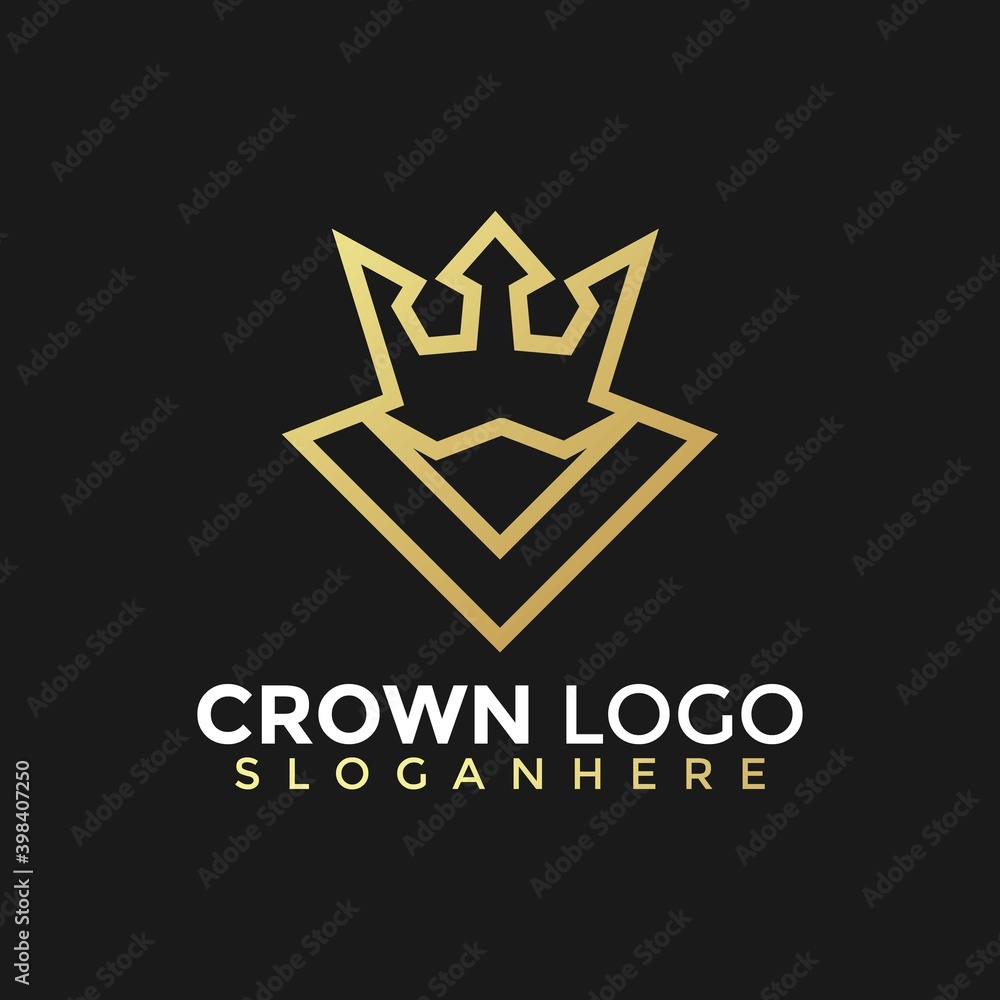 Golden Crown Victory Modern Logos Design Vector Illustration Template Golden Crown Victory Modern Logos Design Vector Illustration Template