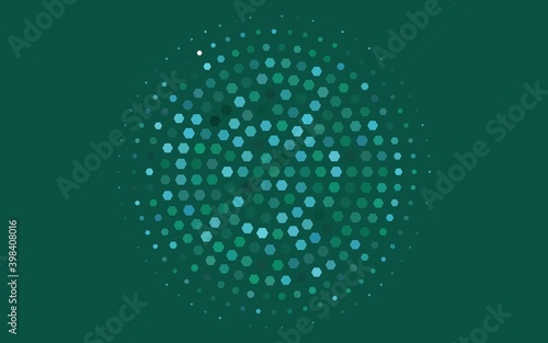 Light BLUE vector cover with set of hexagons. Glitter abstract illustration in hexagonal style. Pattern for ads, leaflets.