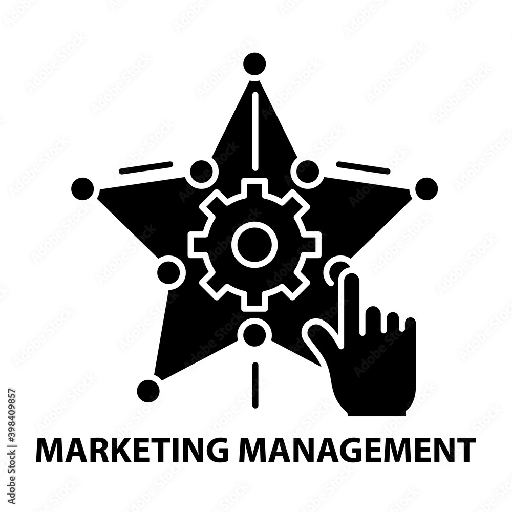 marketing resource management icon, black vector sign with editable strokes, concept illustration