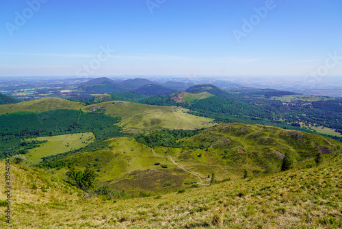 french panorama of old mountain Puy de Dôme volcano in Auvergne france © OceanProd