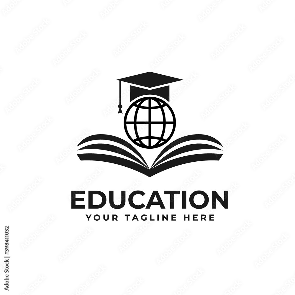 graduation caps, world, books, online, logo design for online education graduation caps, world, books, online, logo design for online education
