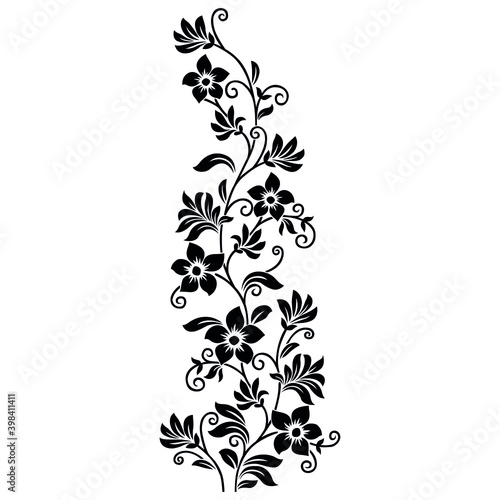 Black and white ornamental floral motif design