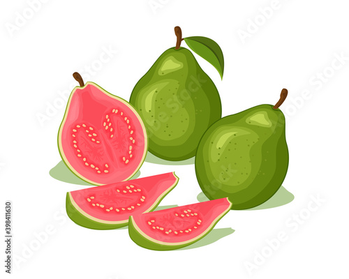 Fresh red guava fruit vector design. Tropical fruits for healthy lifestyle