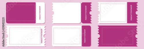 Coupon cards ,gift vouchers or certificates.Discount coupon ,ticet card of promotion sale for website,social media. Set of cards on pink background, vector Illustration.