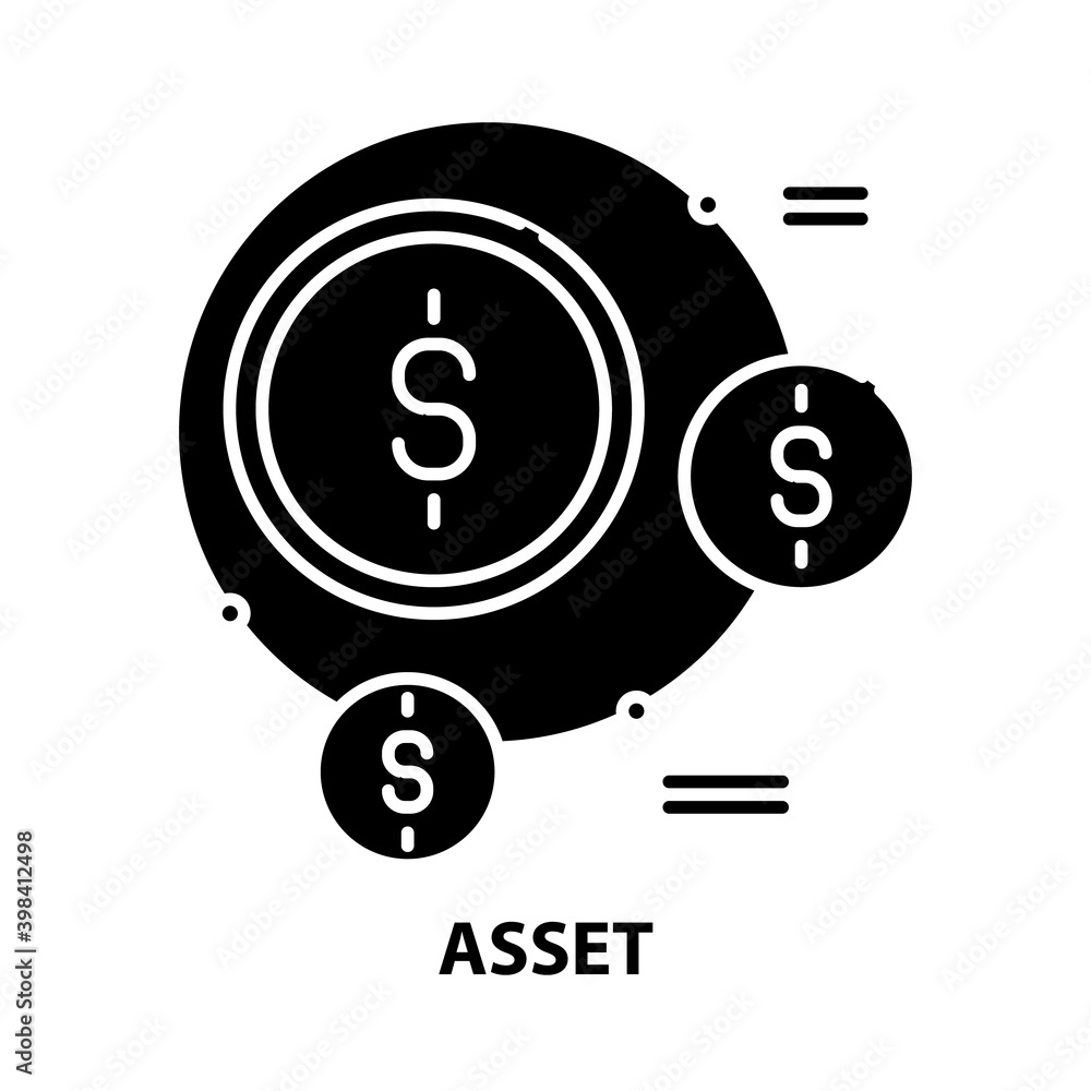 asset icon, black vector sign with editable strokes, concept illustration asset icon, black vector sign with editable strokes, concept illustration