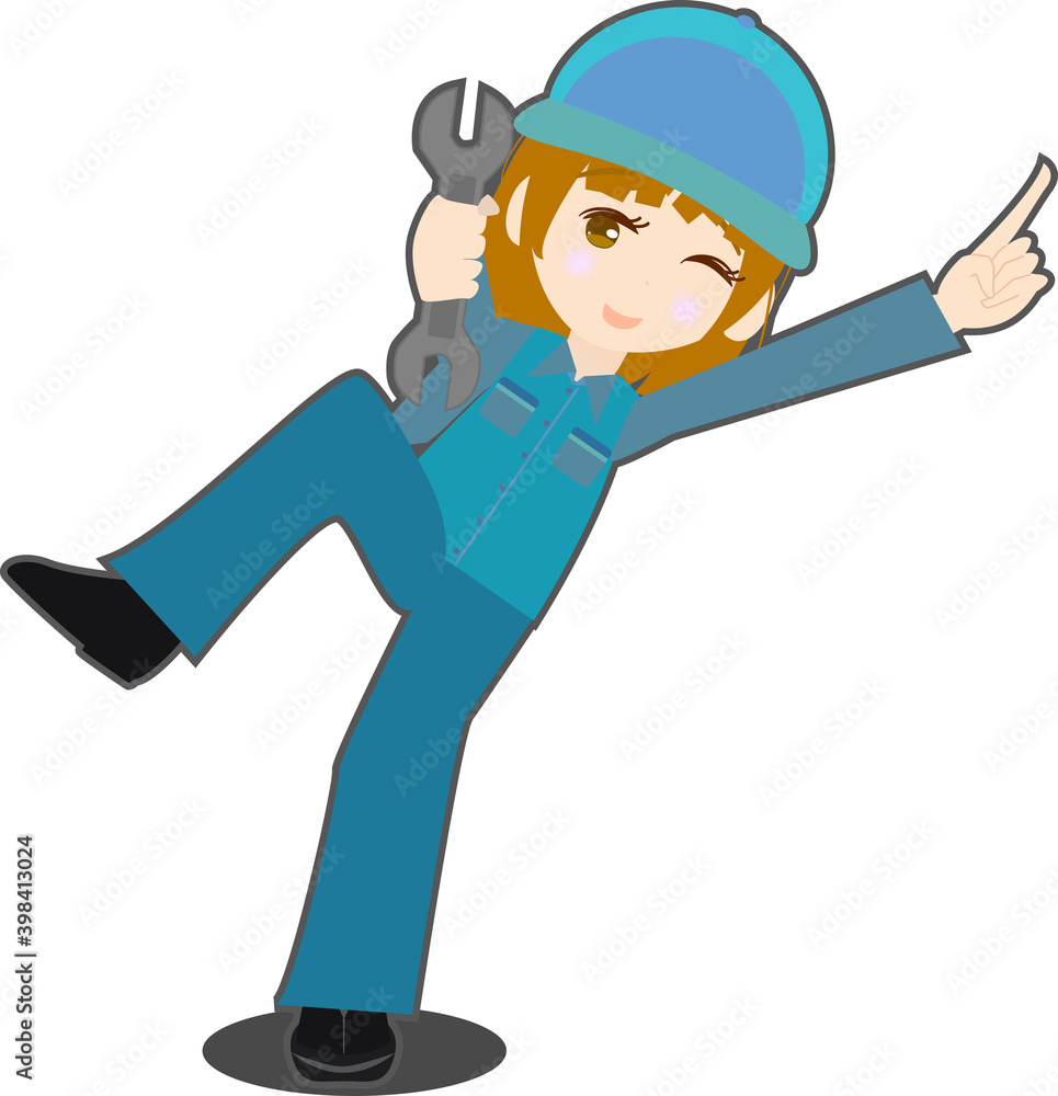 可愛い女の整備士 メカニックのイラスト Stock Vector Adobe Stock