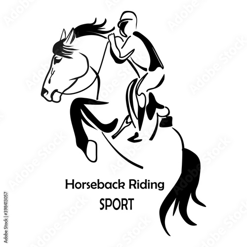 Horse riding silhouette.  Equestrian sport icon.  Vector horse show jumping logo.  You can add your own text! 