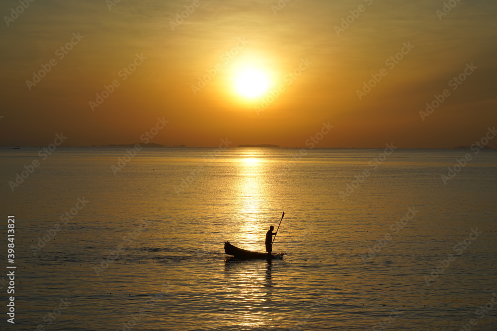 Small boat fishing rayong thailand.