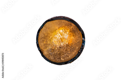 Canvas Print Broken bottom of a bottle isolated on white background, frozen drink