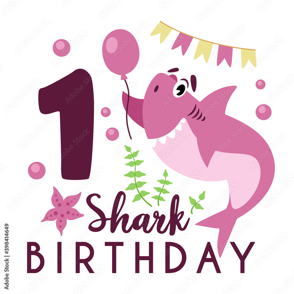 1 birthday baby shark clip art