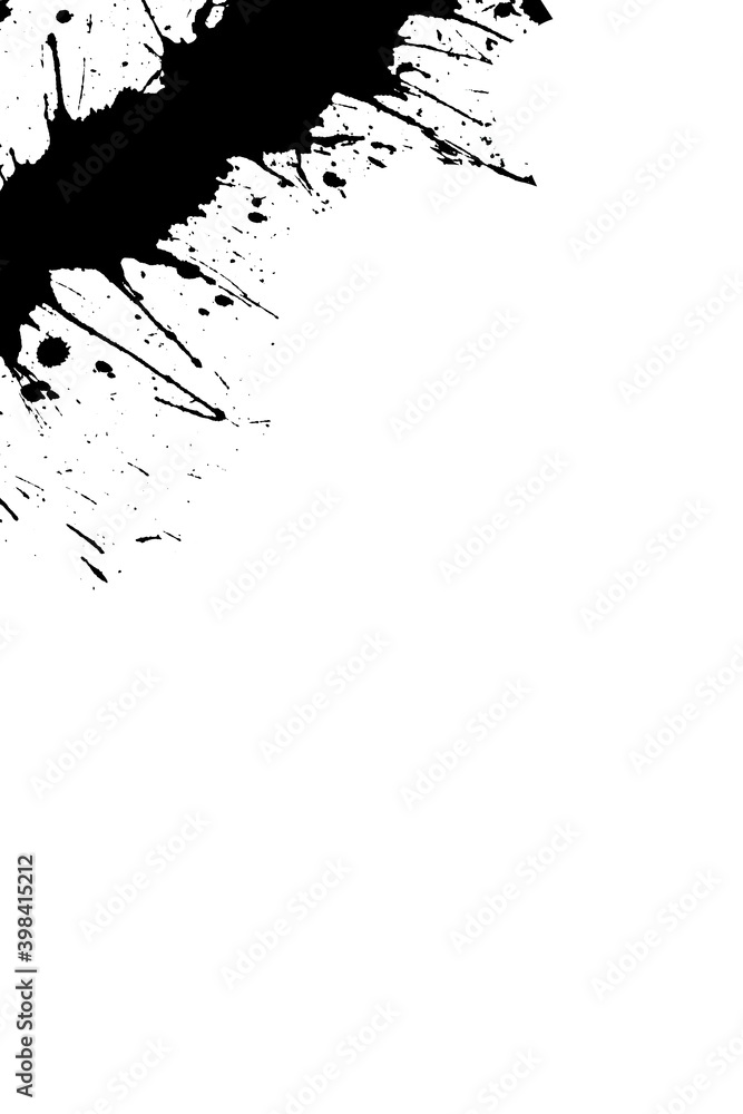 Obraz japan black ink style splatter stroke paint brush paint paper texture isolated on white background.