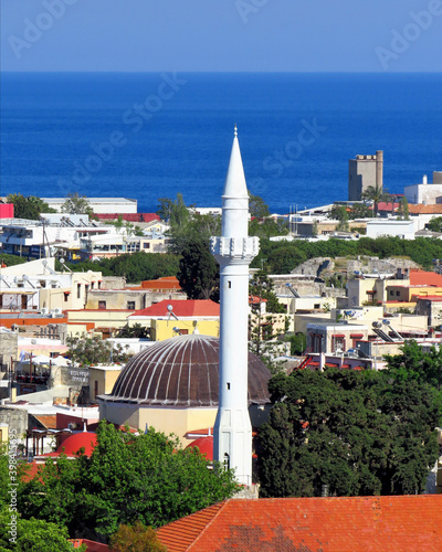 Ibrahim Pasha Mosque, the minaret, the Old Town of Rhodes, Rhodes, Greece