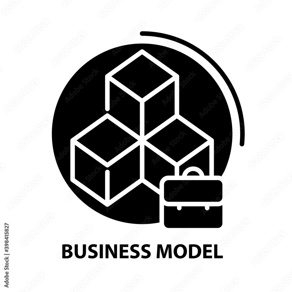 business model icon, black vector sign with editable strokes, concept illustration business model icon, black vector sign with editable strokes, concept illustration