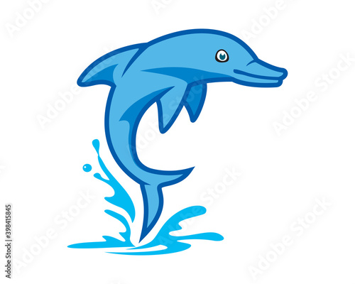 Jumping Dolphin from the Water Illustration