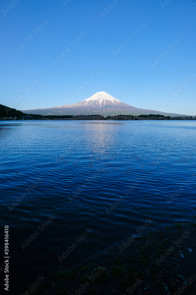 静岡県の田貫湖と富士山