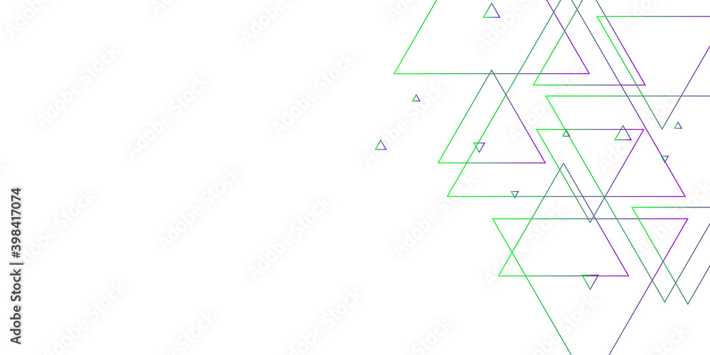 Simple modern trendy clean purple green abstract tech triangle background for wide banner