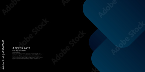 Simple modern blue background on black background with geometric rounded square as frame border element design