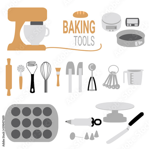 Illustration of kitchenwares tools and equipments. photo