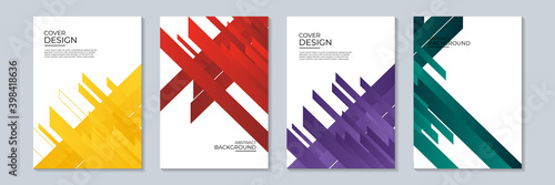 Cover design for annual report and business catalog, magazine, flyer or booklet blue, yellow, red, and green colors. Brochure template layout. A4 cover vector EPS-10 sample image with Gradient Mesh.