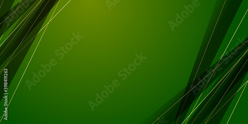 Luxury green background combine with glowing golden lines. Overlap layer textured background 