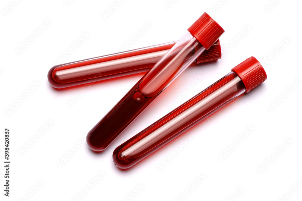 Test tube with red plug isolated on white background Test tube with red plug isolated on white background