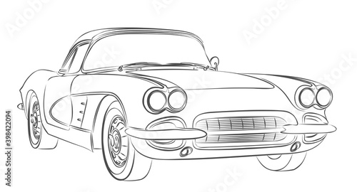The Sketch of retro car. 