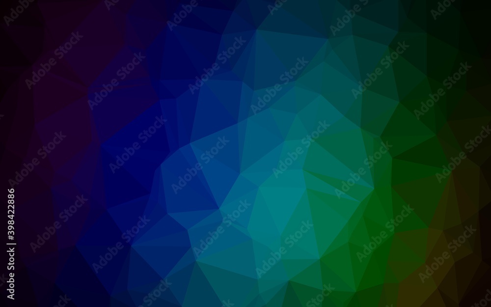 Dark Multicolor, Rainbow vector polygon abstract layout. A vague abstract illustration with gradient. Brand new design for your business.