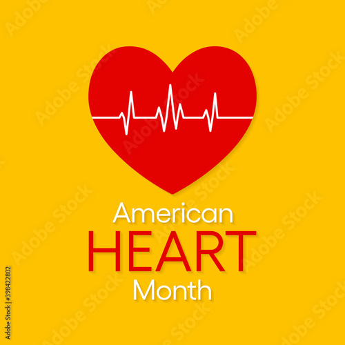 Vector illustration on the theme of National American Heart month observed each year during February across United States.