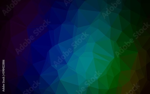 Dark Multicolor, Rainbow vector polygon abstract layout. A vague abstract illustration with gradient. Brand new design for your business.