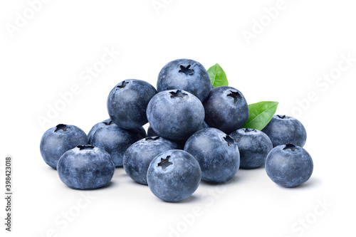 Pile of Blueberries fruits isolated on white background