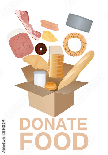 Donate food banner. vector illustration