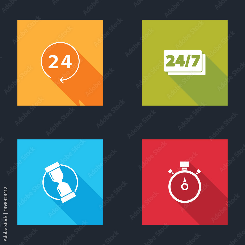 Set Clock 24 hours, , Old hourglass and Stopwatch icon. Vector. Set Clock 24 hours, , Old hourglass and Stopwatch icon. Vector.