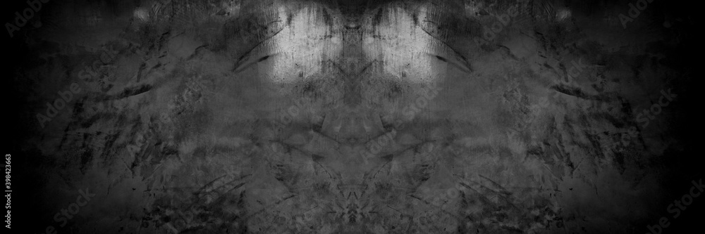 Old wall texture cement dark black gray panorama background abstract grey color design are light with white gradient background. Old wall texture cement dark black gray panorama background abstract grey color design are light with white gradient background.