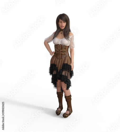 3D Render female steampunk 