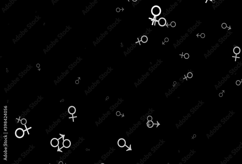 Dark silver, gray vector backdrop with gender signs. Dark silver, gray vector backdrop with gender signs.