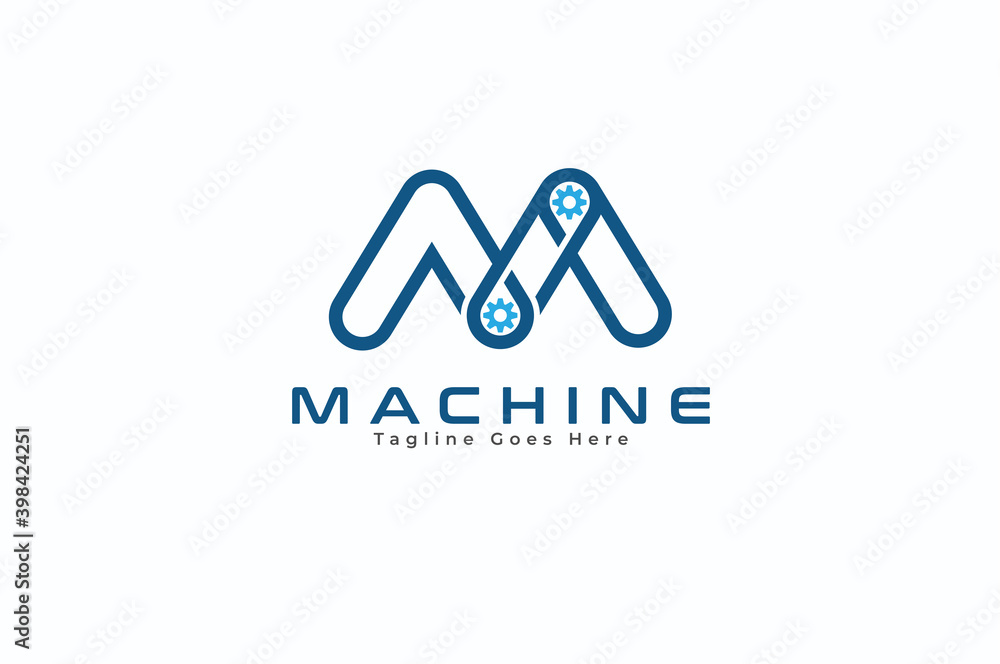 letter M machine logo. monogram letter M with gear icon inside, usable for automotive and business logo, vector illustration letter M machine logo. monogram letter M with gear icon inside, usable for automotive and business logo, vector illustration