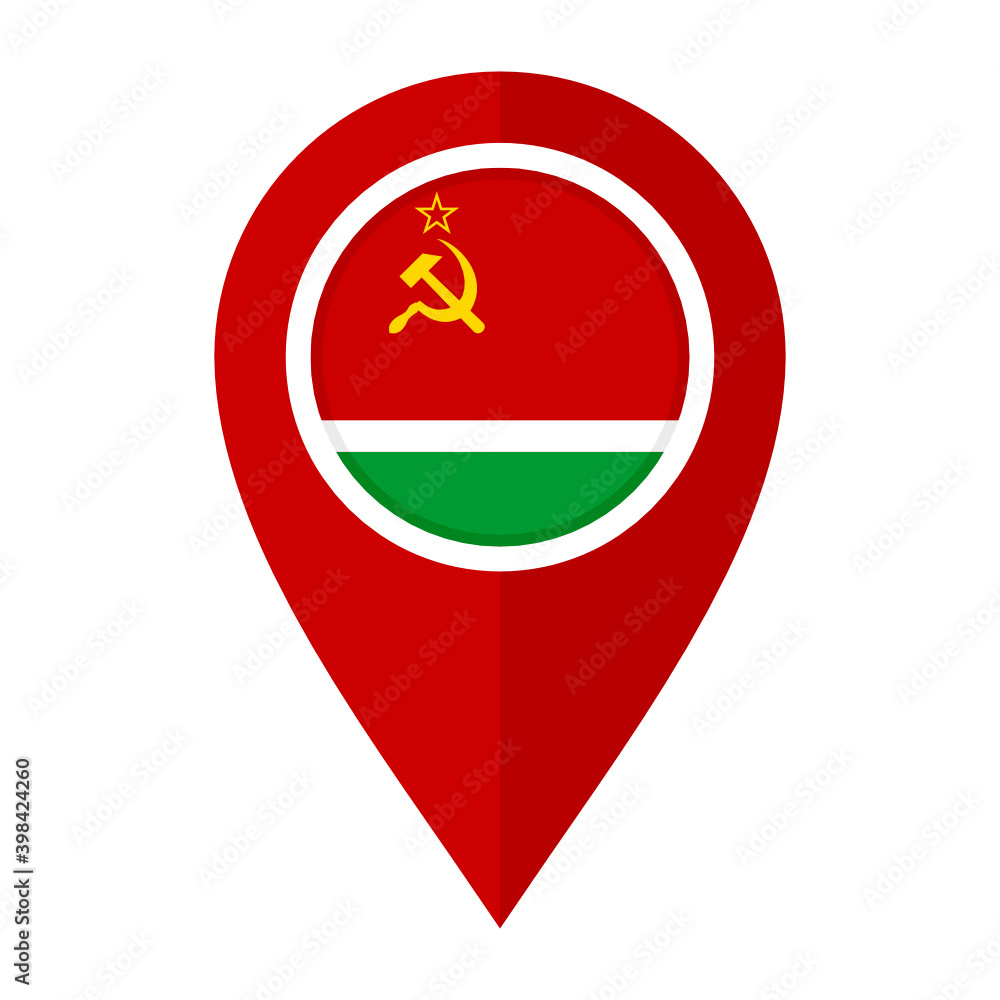 flat map marker icon with lithuanian soviet socialist republic flag isolated on white background flat map marker icon with lithuanian soviet socialist republic flag isolated on white background