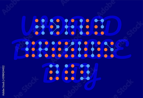 vector image of braille on dark background with orange dots. 
world braille day.