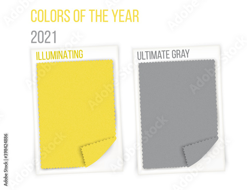 2021 color trends fabric sample. ultimate gray and illuminating yellow fabric textile sample Vector illustration