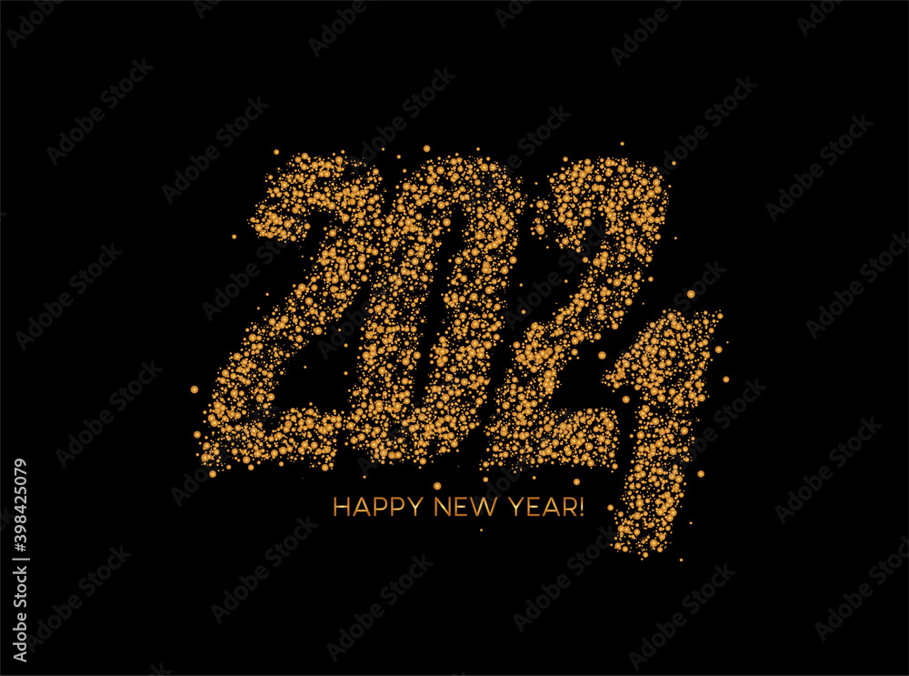 Happy New Year 2021 Particle Text Typography Design Banner Poster, Vector illustration. Happy New Year 2021 Particle Text Typography Design Banner Poster, Vector illustration.