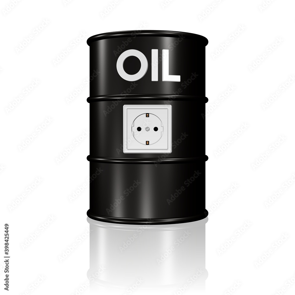 Ölfass und Steckdose, Öl als Energiequelle Ölfass und Steckdose, Öl als Energiequelle