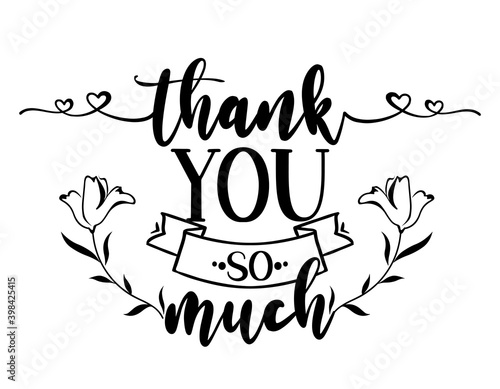 Thank You handwritten lettering. Hand drawn typography.  Good for scrap booking, posters, greeting cards, banners, textiles, gifts, T-shirts, mugs or other gifts.