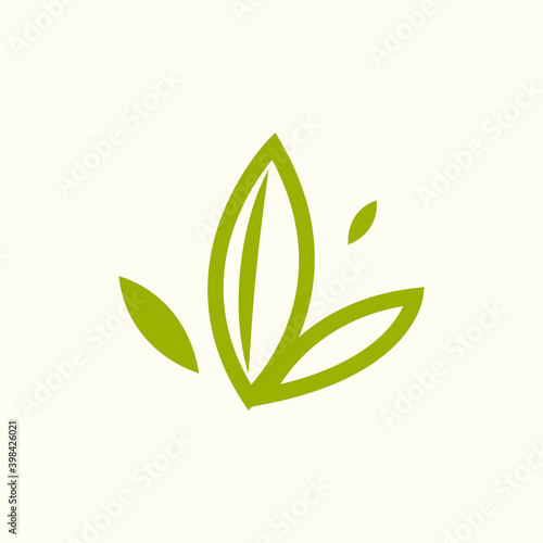 Green tea doodle symbol. Matcha logo design.
