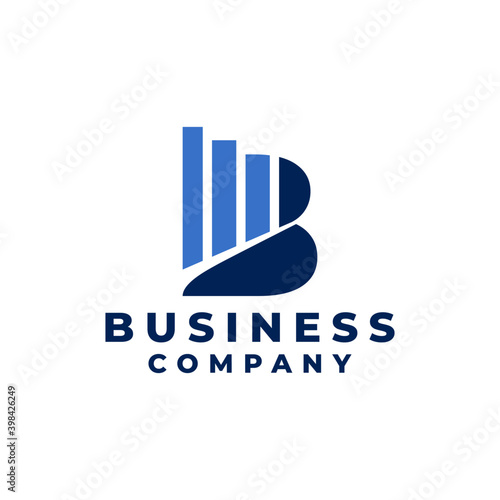 letter B with a statistic shape. business investment logo.
