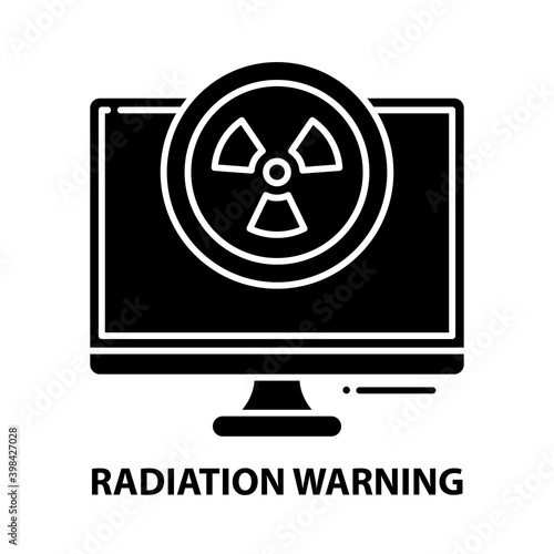 radiation warning icon, black vector sign with editable strokes, concept illustration